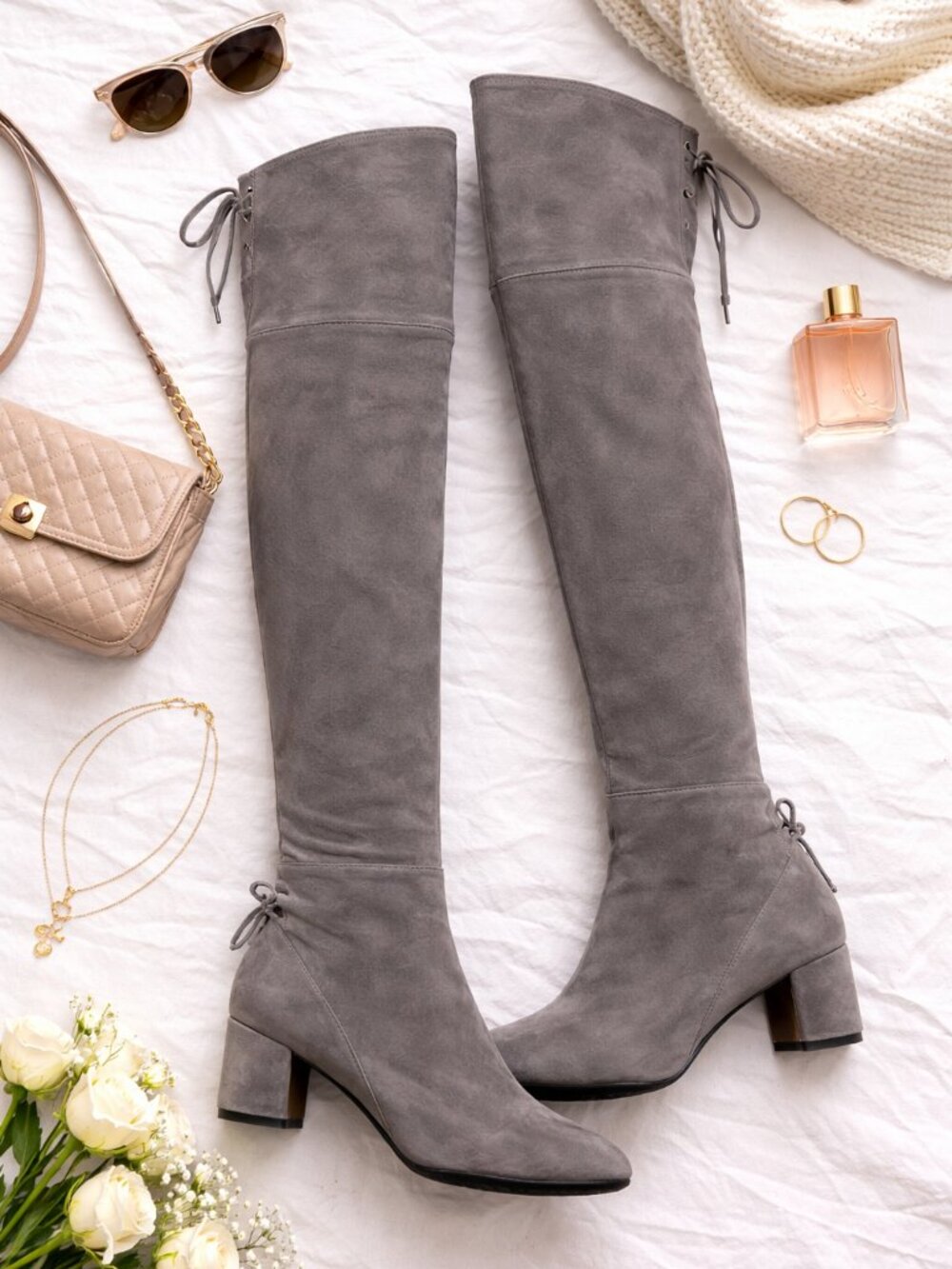 Tory Burch Gray Suede Over-the-Knee Boots (Size 6.5) 🤍